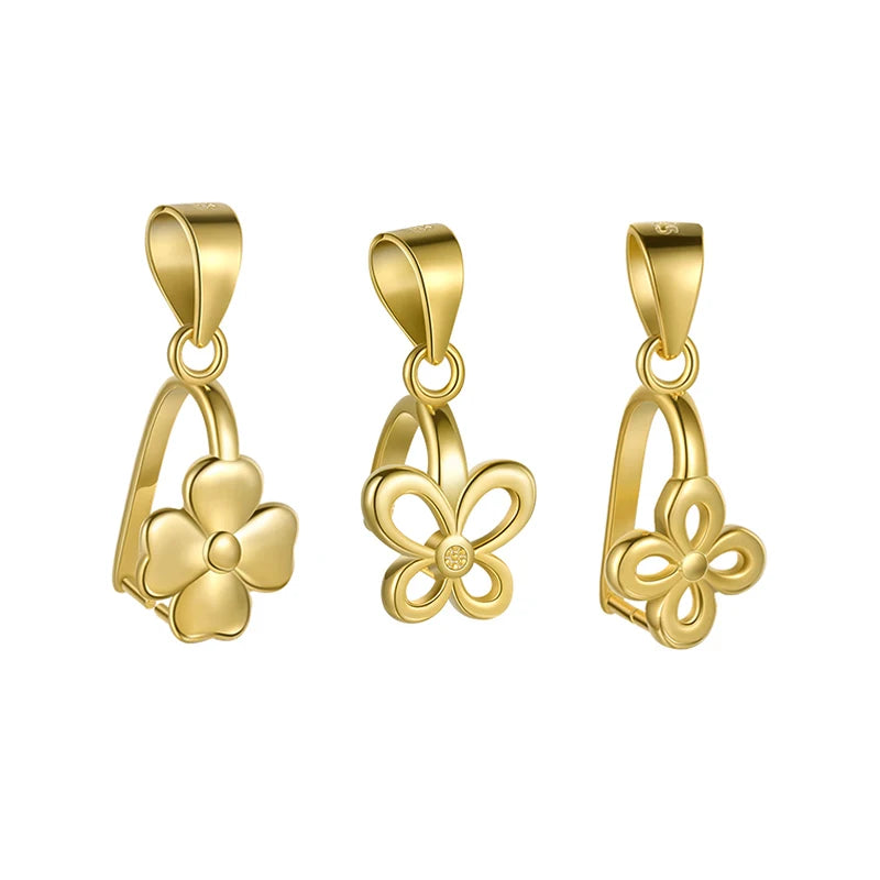 Wholesale Gold Plated 925 Sterling Silver Buckle Jade Flowers Clip Buckle Diamond Diy Accessories Jewelry Accessories