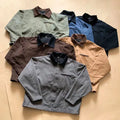Varsity Jacket Men's Cotton Button Shirts Casual Long Sleeve Shacket Jacket With Pocket Acid Wash