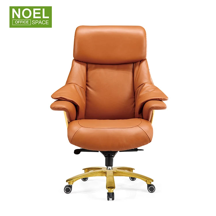 Luxury Ergonomic Leather Office Chair Executive Manager Stuff Work Chair with Headrest Office Desk and Chair Office Desk