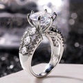 CAOSHI Luxury 11mm Large Cubic Zircon Round Rings Exquisite Design Silver Plating CZ Diamond Women Bridal Wedding Ring