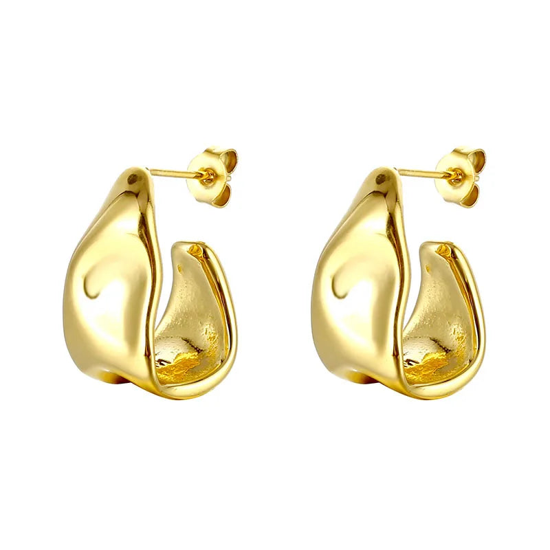 New Stainless Steel Waterproof Earrings Stylish 18K Gold Plated Statement Party Women Hoop  Earrings