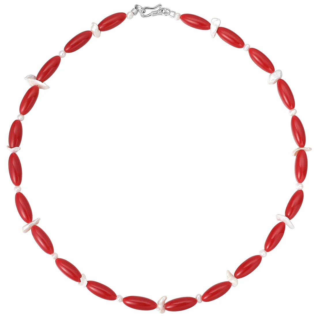 2024 New Light Luxury Natural Freshwater Pearl Red Onyx Gemstone Beaded Necklace Collarbone Chain Jewelry Customized