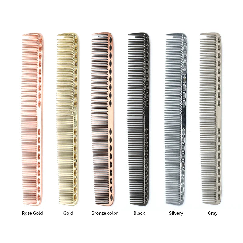 Aluminum Silver Metal Barber Comb Professional Hairdressing Salon Combs Detangling Hair Cutting Tools