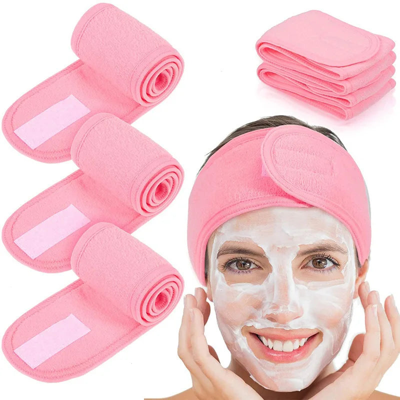 Custom Logo Spa Yoga Headband Solid Color Sporty Terry Cloth Cotton Microfiber Stretch Towel Facial Band Makeup Bath Women