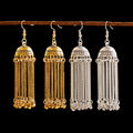 Vintage Women Gold Silver Gypsy Indian Earrings Boho Jewelry Ladies Retro Round Bell Long Tassel Jhumka Earrings Oorbellen