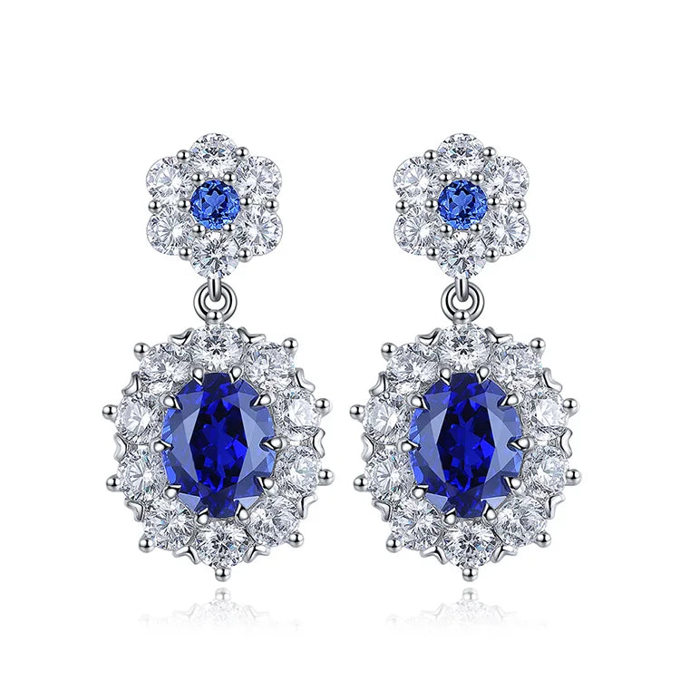 New in Earrings Loyal Blue Sapphire 925 Silver Drop Earrings for Women Gift Idea for Her Hot Sale Pendientes Plata Ley 925