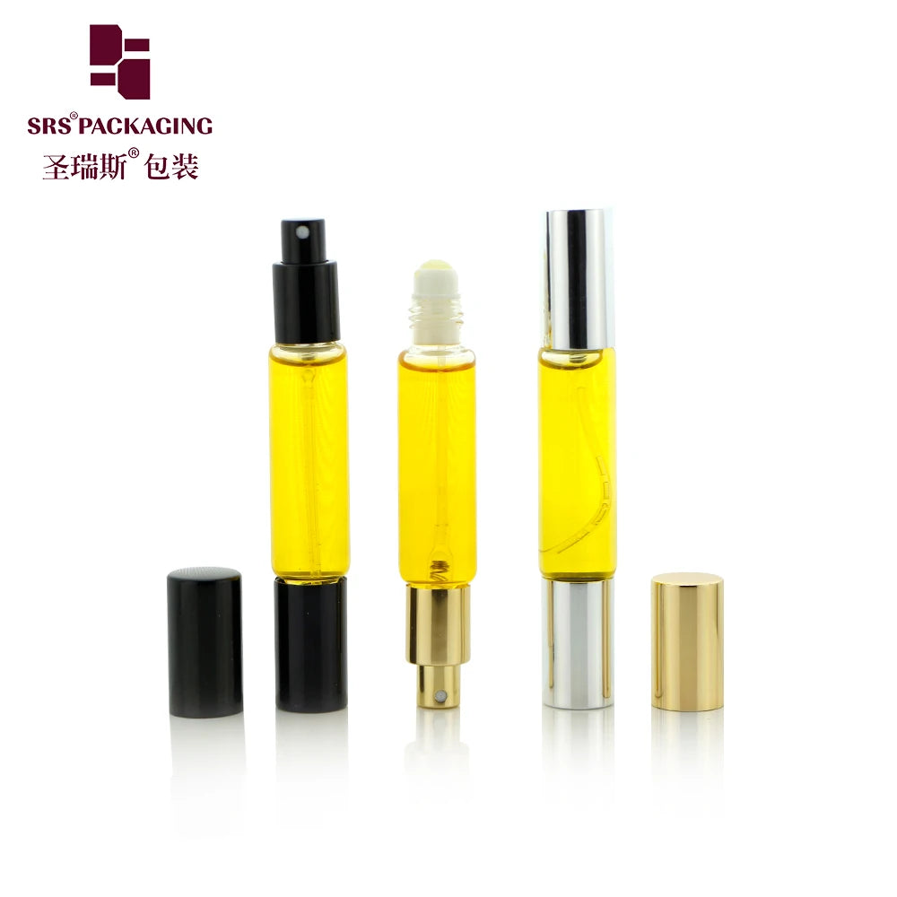 Amber Glass Nasal Spray Bottle Double Use Customized Printing Perfume Dispenser Bottle 12ml Essential Oil Roll on Bottle Oem