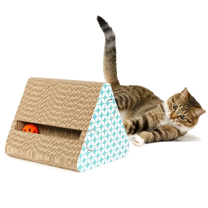 Custom Cat Scratching Borad Popular Wholesales Recyclable Triangular Folding Corrugated Cardboard Cat Scratcher