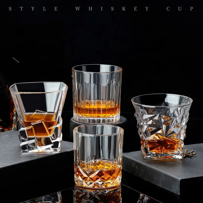 Crystal Whiskey Glasses - Tumblers for Drinking Bourbon Irish Whisky - Large 10 oz Premium Lead-Free Crystal Glass Tast