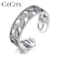 CZCITY Trending Geometric Fashion Woman Adjustable Sterling Silver Trendy 2024 Jewelry 925 Zircon Ring