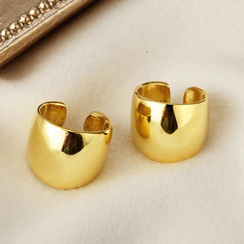 ICEBELA S925 Sterling Silver Hypoallergenic Ear Cuffs Hook Huggies Chunky 18k Gold Plated Ear Bone Clip Earrings for Women