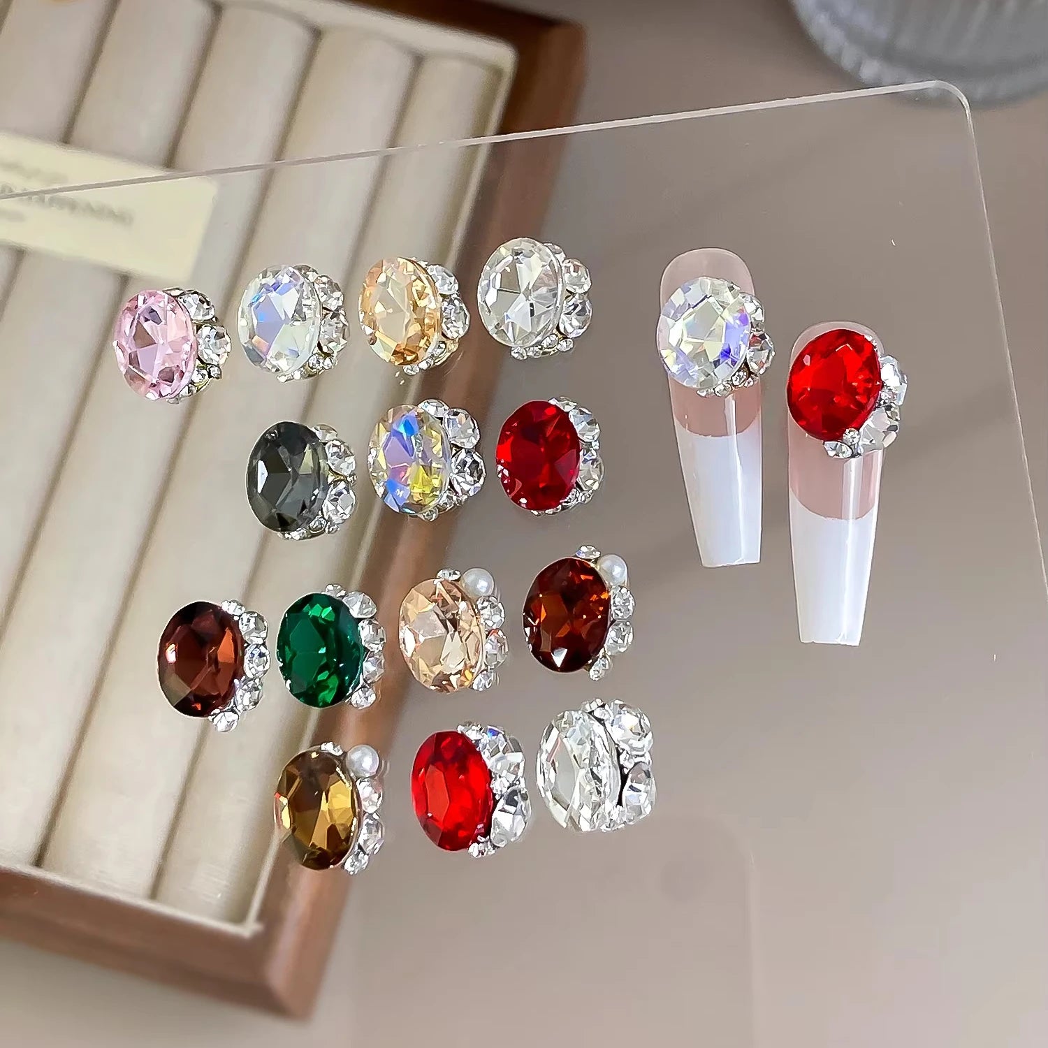Handmade Stacked Diamond New Nail Accessories Sparkle Nail Stacked Diamond Pigeon Egg Finished Nail Stacked Diamond Ellipse