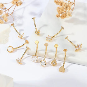 In Stock Children's Heart Zircon Gold Plated 316 Surgical Stainless Steel Wedding Belly Rings Belly Button Piercing Jewelry