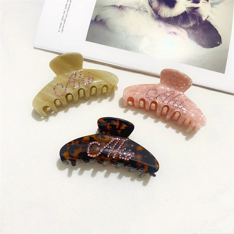 Ins Hot Style 10.5cm Hair Claw Acetate Quality with Rhinestone Design Hair Claws for Elegant Women