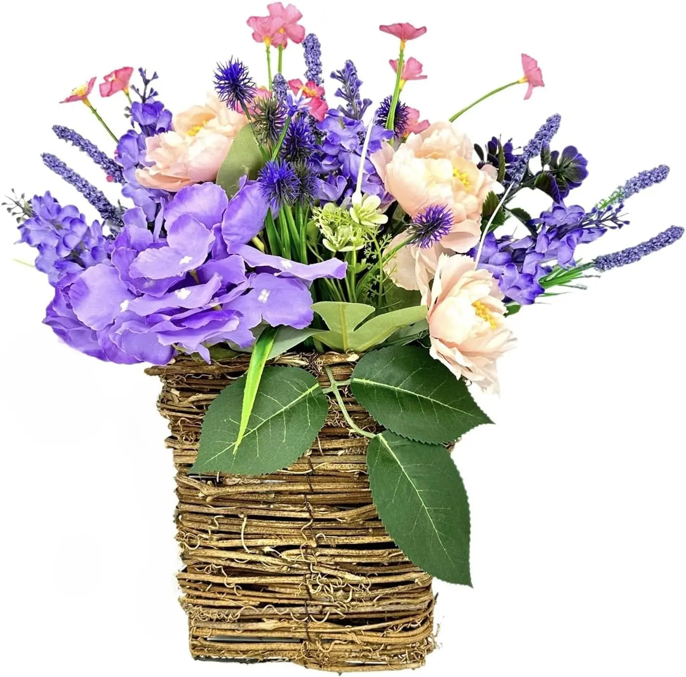 Artificial Hydrangea Door Hanger Basket Spring Wreaths for Front Door Home Porch Floral Arrangements Bundle Wedding Farmhouse