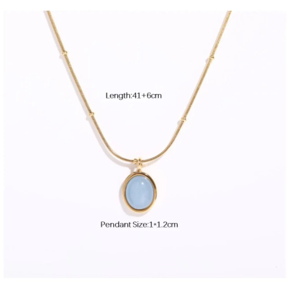 Fashion 316 Stainless Steel Beads Chain 18k Gold Plated Stone Chain Design Necklace Women Jewelry