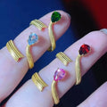Factory Wholesale 925 Sterling Gold Plated Pear Cut Classic Wedding No Tarnish Natural Gemstone Waterproof Fashion Jewelry Rings