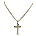 Waterproof Stainless Steel Cross Necklace with Gold Plating Non-Tarnish Religious Jewelry Christian Pendant for Men Gift