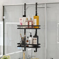 Modern Stainless Steel Shower Basket with Eco-Friendly Design Hang on Wall Black Dual Tier Corner Shelf