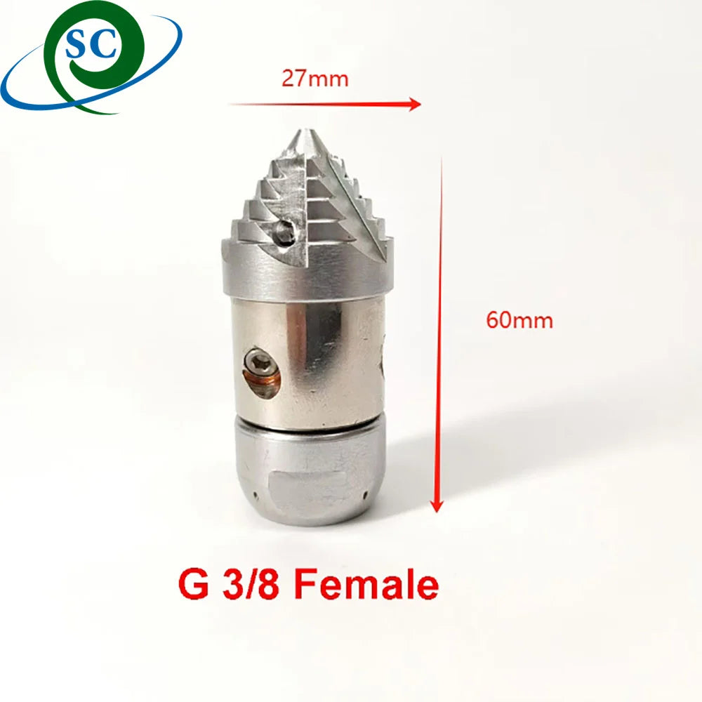 30L/min Rotating Nozzle High Pressure Sewer Cleaning Stainless Steel Nozzle Sludge Cleaning Dredging Nozzle