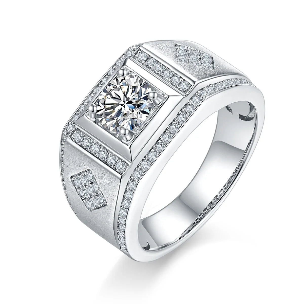 Luxury Moissanite D Color Jewelry 1 Carat Mens Diamond S925 Silver Moissanite Men Engagement Rings With Unique Design