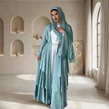 Loriya Elegant Modest Women's Dresses Abaya High Quality 3-Layer Satin Silk Open Abaya Cardigan Islamic Clothing Dubai Abaya