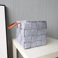 Handmade  Felt Basket With PU Leather Handle Custom Logo Soft Durable Grey Color for Kitchen Sundries Wedding Occasions