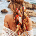 Boho Feather Headband Hippie Headpiece Gypsy Costume Headdress Indian Feather Headwear Hair Accessory for Women