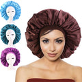 Wholesale Fashion Oversized Satin Round Cap Solid Color Sleep Cap Bonnets Women Bath Cap Elastic Band Mix Color Hair Accessories