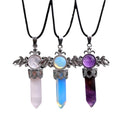 2023 Crystal Angel Pendant Necklace Luxury Vintage Fine Jewelry Women Featuring Hexagon Column Scepter Natural Stone Party Gift