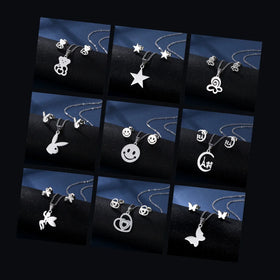 Fashion Wholesale Bulk Joyeria De Acero Inoxidable Stainless Steel Jewelry Simple love Bear Star Charm Necklace Earrings Sets