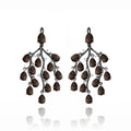 Abiding Jewelry Smoky Quartz Gemstone Branches Jewelry 925 Sterling Silver Luxury Drop Earrings Women for Wedding