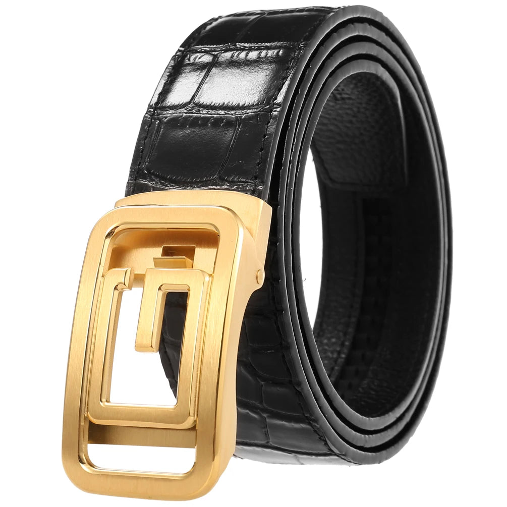 LY36-61319-8 Stainless Steel Letter Buckle Personalized Leather Belt