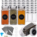 48 Pcs Empty Square Spice Bottles Shaker Lids and Airtight Metal Caps Spice Labels and Silicone Collapsible Funnel Included