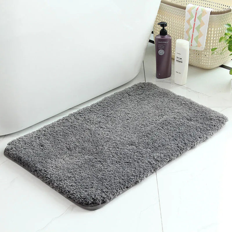 Comfortable Anti-Skid Absorbent Eco-Friendly Coral Fleece Polyester Surface Customizable Color Logo Bathroom Rug Solid Mat