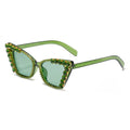 UV400 Cat Eye Designer Sunglasses for Women Lady's White Plastic Frame with Rhinestone Crystal Details Diamond Shades Eyeglasses