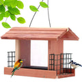 Handmade Wooden Outdoor Bird Feeder Garden Cedar Bird Feeder Hanging Weatherproof Wood Bird Feeder