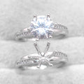 Sterling Silver 8mm/2 Carat Semi Mount Ring Frame Blank Moissanite Diamond Claws Setting Base Without Center Stone Inlay for DIY