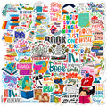 Newly 50PCS Aesthetic Library Decals Motivational Quote for Book Lover Bookish Cartoon  Book Reading Sticker