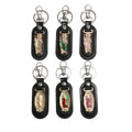 Vintage Retro Catholic Cross Jesus Keychain PU Combination Car Pendant Metal Key Jewelry for Car Accessory