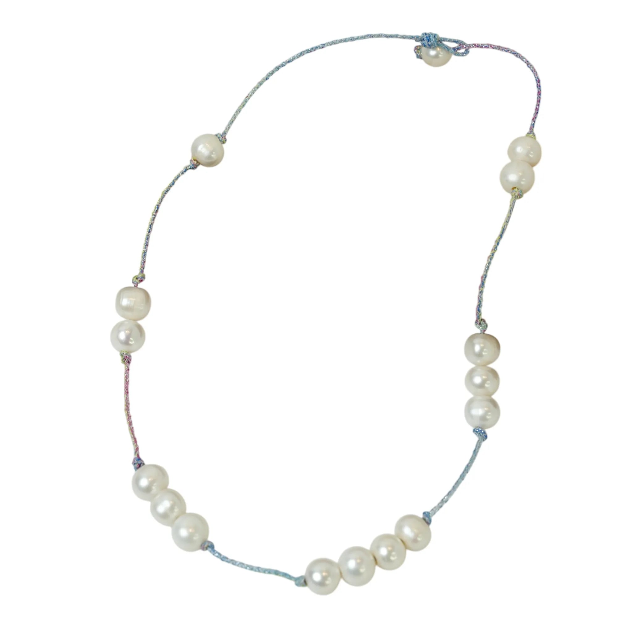 Elegant Threaded Beads Necklace with Colorful Silver Thread Fashionable Handmade Jewelry for Women
