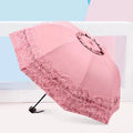 Unique Design 21 Inch Pink Lace UV Protection Lightweight Folding Travel Mini Portable  3 Folding Umbrella Custom Logo