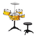 Kids Children Jazz Drum Set Drums with Cymbal Drumsticks Adjustable Stool with Music Lighting Vibration Electronic Effects