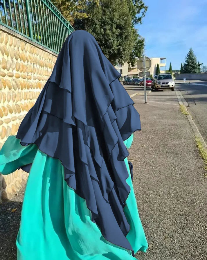 EID Muslim Women's Solid Color 3 Layers Khimar