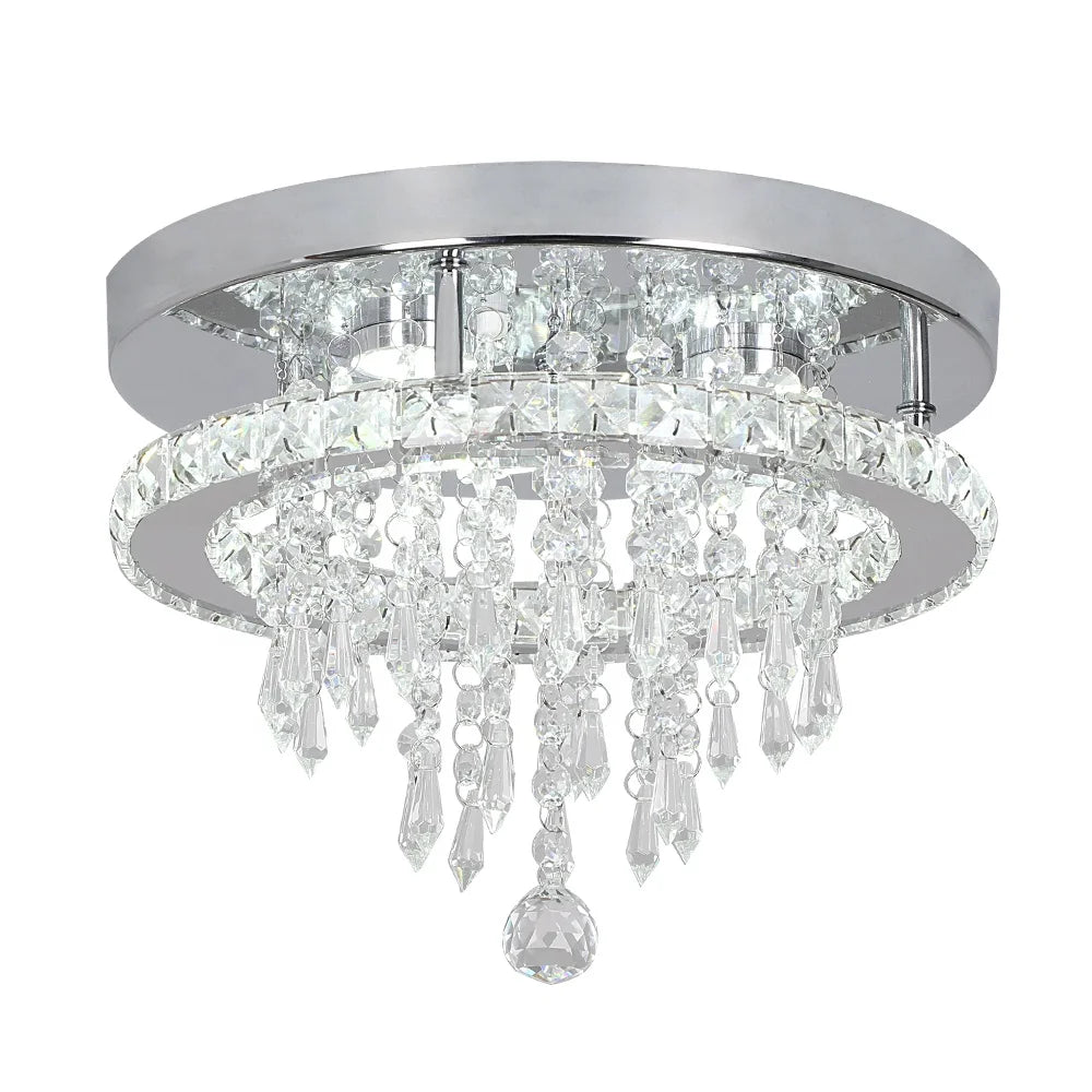 Custom Design Modern Bedroom Luxury Stainless Steel Chrome LED Crystal Ceiling Lights with 6000K