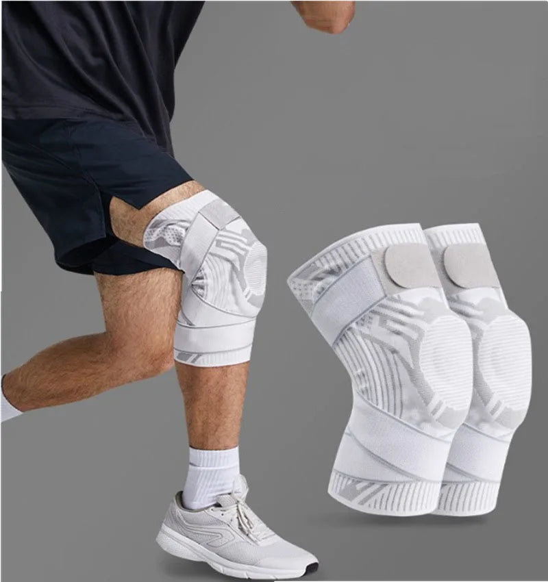 High Elastic Silicone Spring Compression Knee Sleeve Sports Knee Brace With Straps for Sports