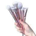 High Quality 10pcs Pink Professional Fan Brush Set Custom Private Label Makeup Brushes with Bag for Face & Concealer