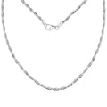 RINNTIN SC71 Classic Jewelry Italy S925 Chain Necklace Silver Chain Rhodium Plated 2 Pcs 1.0mm Handmade Braided Choker Chain