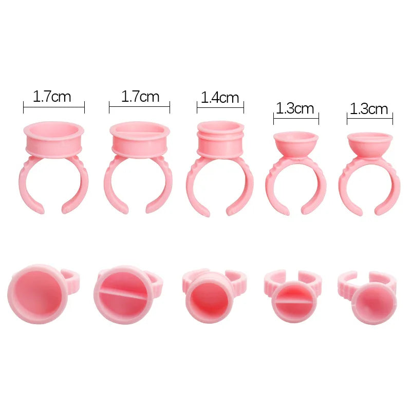 100 Pcs/Pack Disposable Eyelashes Glue Ring Holder for Eyelash Extension Pallet Eye Lashes Lash Glue Rings Cup Tools Eyelashes