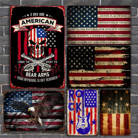 Digital Printing Painted Retro Tin Signs American Independence Day Vintage Metal Custom Design